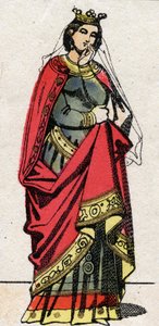 Dinastia carolingia: Ritratto di Adelaide del Friuli (o Aelis, ca. 850-901) Regina dei Franchi, moglie di Luigi II il Balbo (846-879). Immagine di Epinal fine XIX secolo. Collezione privata da French School