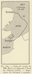 Carta del viaggio di MM Herve e Allouard a bordo del National (1886), Esperienza del deviatore a maxima (incisione) da French School