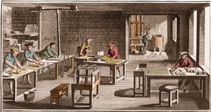 Cartier - Fabbricazione di carte da gioco - "La Grande Encyclopedie, ou Dictionnaire Raisonne des Sciences, des Arts et des Metiers" (Enciclopedia o Dizionario delle Scienze, Arti e Professioni) di Denis Diderot (1713-1784) e Jean d