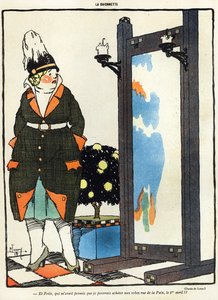 Vignetta raffigurante una signora tedesca delusa per non poter comprare i suoi nuovi vestiti a Parigi in rue de la Paix, dall