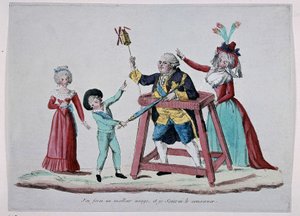 Cartone animato sulla famiglia reale (Luigi XVI e Maria Antonietta con i loro figli) durante la Rivoluzione Francese, ca. 1790 - Museo Carnavalet da French School