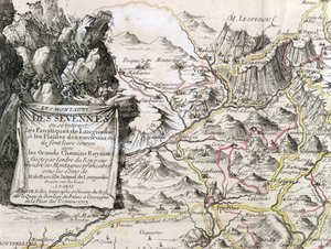 Cartiglio da una mappa della regione delle Cevenne, 1703