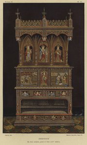 Credenza in legno intagliato, dipinto e dorato, XV secolo da French School