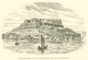 Castle-Reef Rock, sulla costa del Labrador, America settentrionale (incisione) da French School