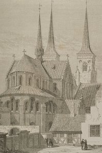 Cattedrale negli anni 1850, Roskilde, Danimarca, da Le Tour du Monde, pubblicato a Parigi, anni 1860