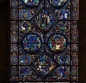 Cattedrale di Chartres, vetrata: vita di San Eustachio, dettaglio basso da French School