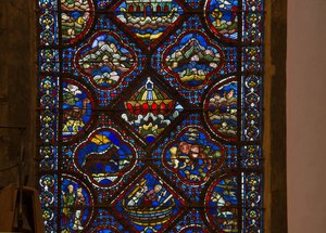 Cattedrale di Chartres, vetrata: vita di Noè, dettaglio dell