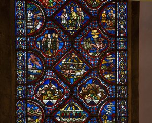 Cattedrale di Chartres, vetrata: vita di Noè, dettaglio centrale da French School