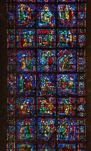 Cattedrale di Chartres, vetrata: vita di San Fulberto, vescovo di Chartres nell