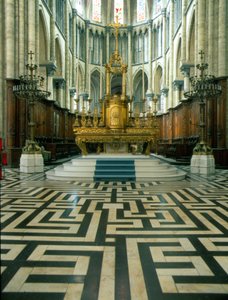 Cattedrale di Saint Omer (Nord 59): Altare e labirinto da French School