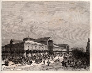 Halles centrali di Parigi nel XIX secolo - incisione in 