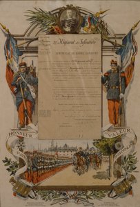 Certificato di buona condotta, 37° Reggimento di Fanteria, 1896 da French School