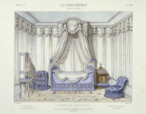 Chambre de Jeune Fille, da Le Garde-Meuble, Pub. Parigi, 1890 circa (litografia a colori)