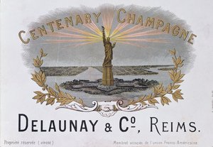 Etichetta di champagne della casa Delaunay & Co. che celebra il centenario dell