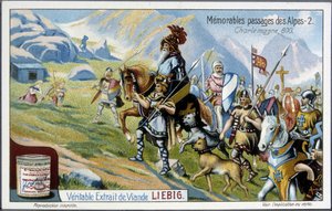 Carlo Magno e il suo esercito attraversano le Alpi nell