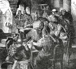 Carlo Magno con allievi e insegnanti della sua scuola palatina ad Aquisgrana, c.1890