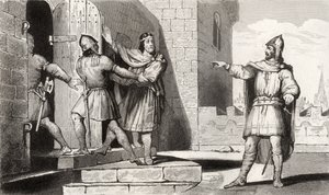 Carlo III (879-929) il Semplice catturato da uno dei suoi soldati, da 