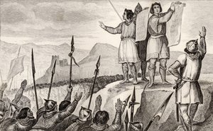 Carlo II (823-77) il Calvo e suo fratello Luigi il Germanico fanno un trattato a Strasburgo nel 842 da French School