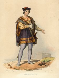 Carlo VIII (incisione colorata) da French School