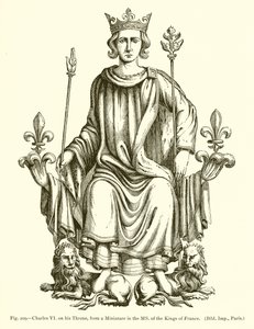 Carlo VI sul suo trono, da una miniatura nel manoscritto dei re di Francia da French School