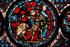 Cattedrale di Chartres, vetrata raffigurante la vetrata circolare del Buon Samaritano da French School
