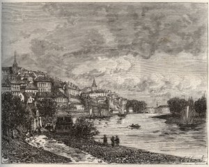 Château-Gontier (Château Gontier) - Mayenne nella regione Pays de la Loire - incisione in “La Francia illustrata: geografia, storia, amministrazione statistica” di V.-A. Malt-Brown. 1884 da French School