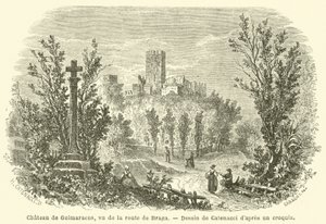 Castello di Guimaraens, visto dalla strada di Braga da French School
