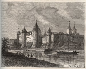Chateau de Josselin - Morbihan in Bretagna - incisione in 