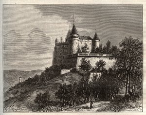 Castello di Mercues - Cahors - incisione in "La Francia illustrata: geografia, storia, amministrazione statistica" di V.A. Malt-Brown. 1884 da French School