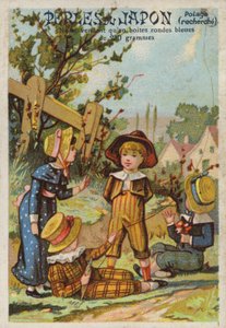 Bambini che fanno volare un aquilone in campagna da French School