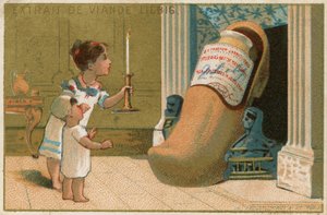 Bambini che esaminano una scarpa contenente estratto di Liebig da French School