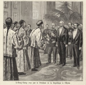 Il politico e diplomatico cinese Li Hongzhang ricevuto dal presidente francese Felix Faure al Palazzo dell
