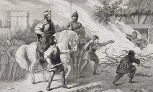 Clotario I (497-561) brucia il figlio ribelle e la famiglia, da 