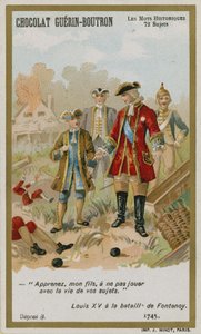 Carta commerciale Chocolat Guerin-Boutron, serie Parole Storiche da French School