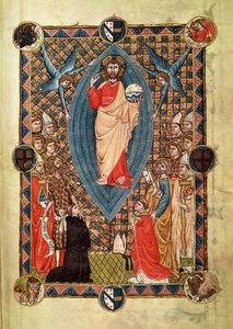 Cristo in maestà con santi, dal Pontificale del Vescovo Pierre de la Jugie, 1350 da French School