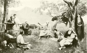 Cicerone a Tusculum (incisione) da French School