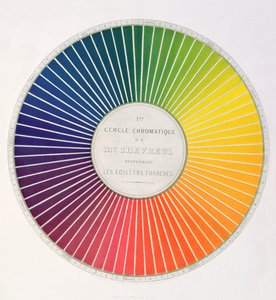 Cerchio che dimostra differenze e contrasti di colore, da un libro, Expose dun Moyen de definir et de nommer les couleurs, di Eugene Chevreul, pubblicato a Parigi da Firmin Didot nel 1861 da French School