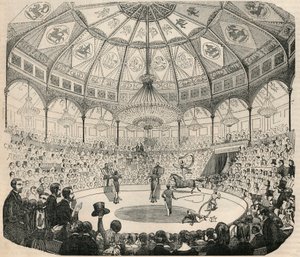 Cirque national des Champs Elysees nel XIX secolo - Incisione in "Tableau-de-Paris" di Edmond Texier 1852 da French School