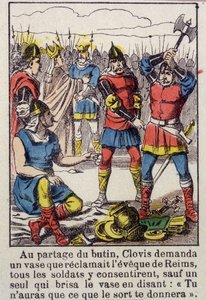Clodoveo e il vaso di Soissons - Immagine di Epinal del XIX secolo da French School