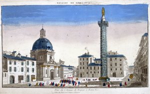 Vista della Colonna Traiana a Roma - incisione da French School