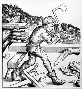 Compagno di dovere o compagno della grande ascia da abbattimento, Carpentiere, fine XV secolo da French School