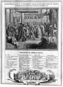 Consacrazione e incoronazione di Enrico IV (1553-1610) nella Cattedrale di Chartres il 27 gennaio 1594, fine XVI secolo da French School