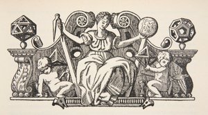 Copia di una copertina illustrata da Theatrum Instrumentorum de Besson, copia di Boris Mestchersky, illustrazione da Histoire de la Nation Francaise, Sciences, Volumi I & II, di Gabriel Hanotaux da French School