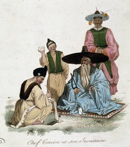 Capo coreano e il suo segretario - incisione da French School