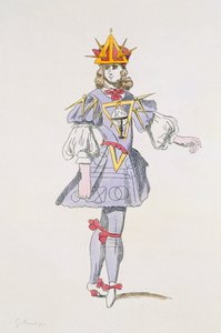 Costume per Geometria in un balletto di corte del XVII secolo, dalla collezione Menus Plaisirs, facsimile di A. Guillaumot Fils (incisione a colori)