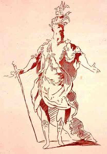 Bozzetto di costume per un Dio del Fiume, dalla collezione Menus Plaisirs, facsimile di A. Guillaumot Fils, c.1750 da French School