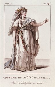 Costume di Miss Huberti per il ruolo di Ifigenia in Aulide di Gluck da French School
