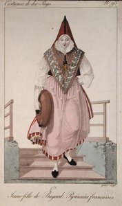 Costume di una giovane ragazza di Bugard nei Pirenei francesi da French School