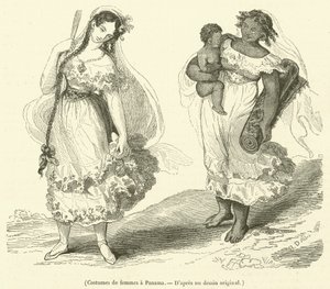 Costumi femminili a Panama (incisione)
