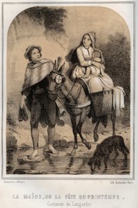 Costumi del Languedoc - la Maios o la festa di primavera - Incisione in 